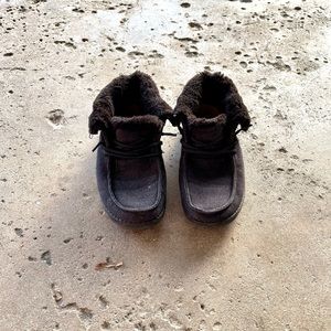 Little Girls Black Furry Hey Dude Shoes